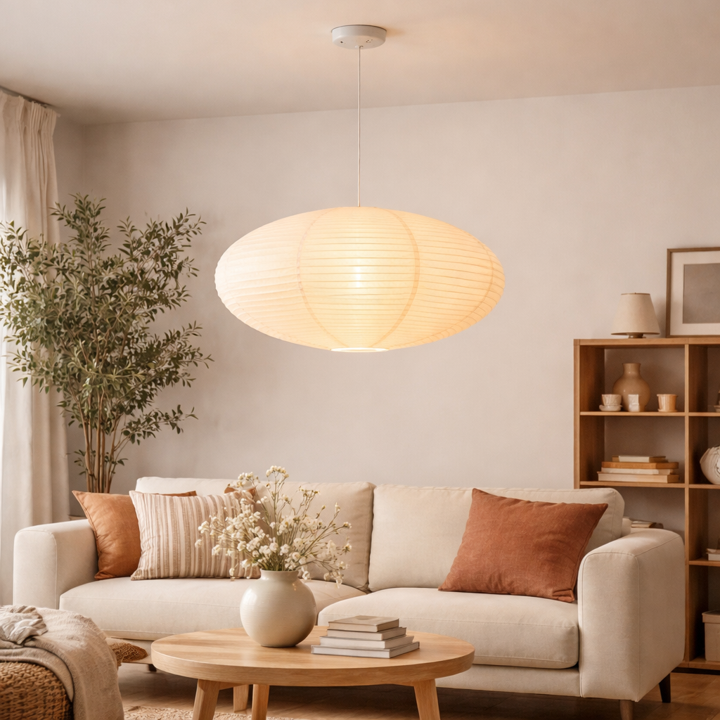 Paper Pendant Light | Minimalist Hanging Lamp | Soft Ambient Ceiling Lighting