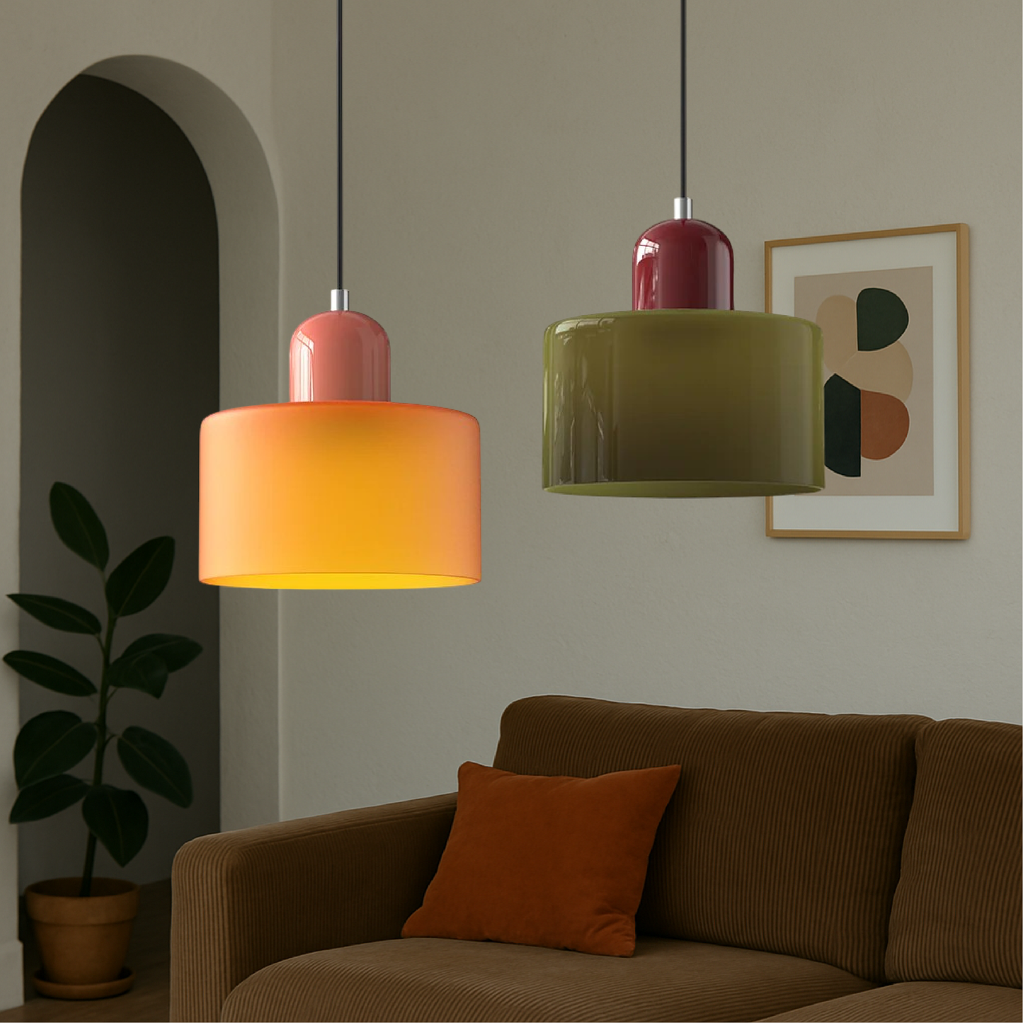 Bauhaus Glass Pendant Light | Modern Hanging Lamp | Kitchen Island Dining Lighting