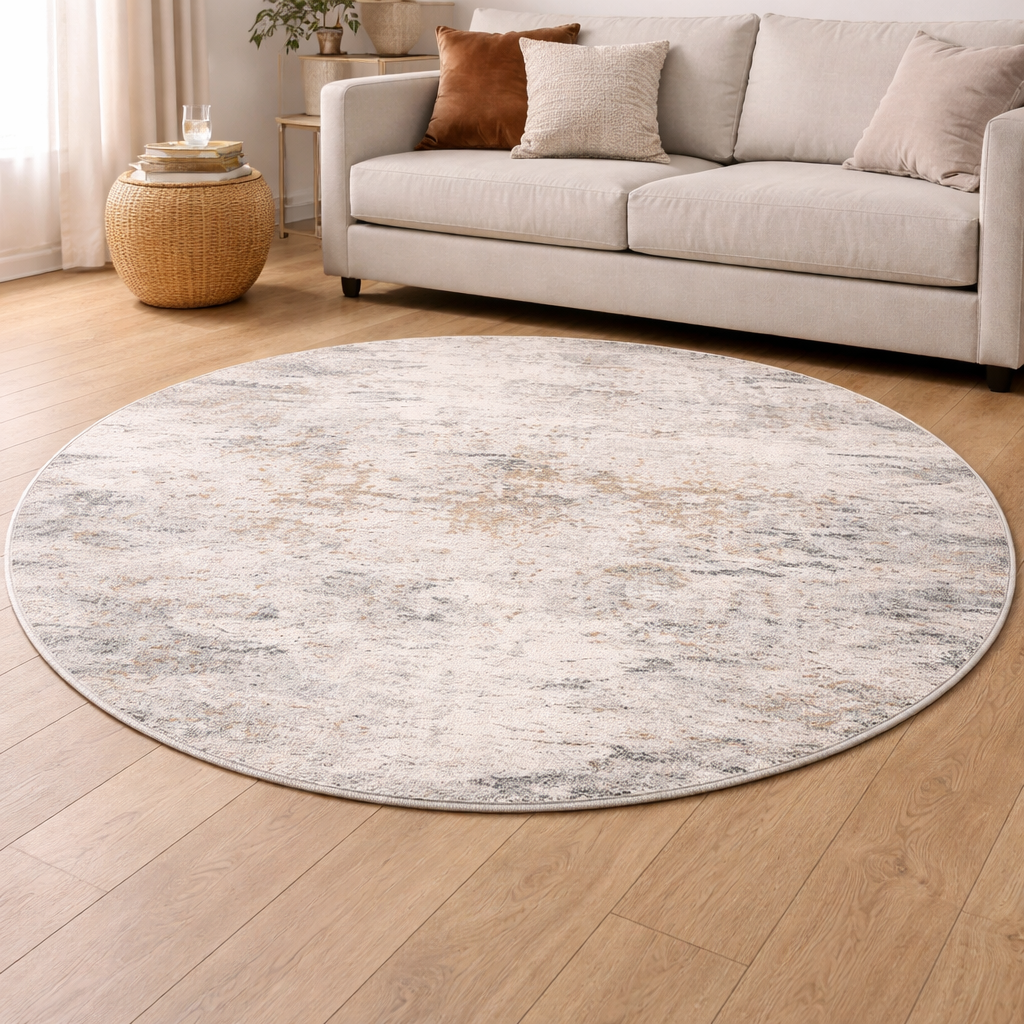 Abstract Living Room Rug | Grey Gold Accent | Modern Luxury Rug