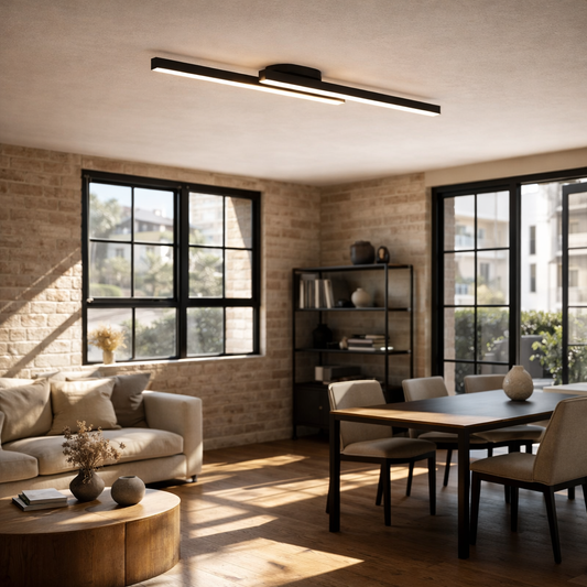 Black LED Flush Mount Ceiling Light | Modern Low Profile | Integrated Ceiling Lamp