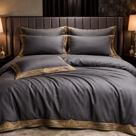 1000 Thread Count Egyptian Cotton Duvet Cover Set | Embroidered Bedding | Soft Breathable Bed Linen