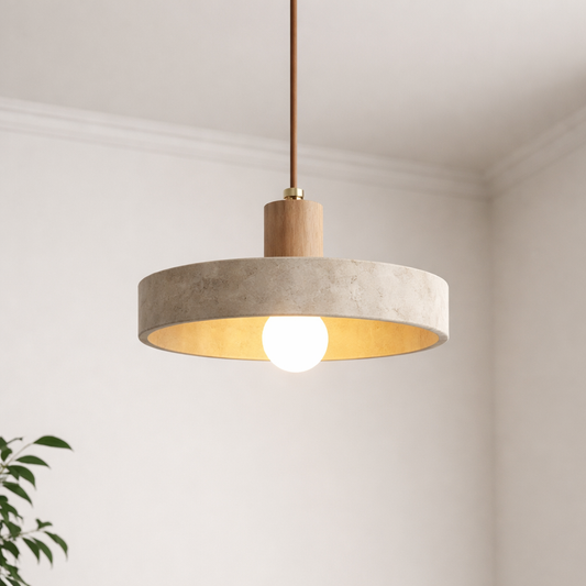 Bauhaus Travertine Pendant Light | Modern Stone Hanging Lamp | Kitchen Dining Lighting