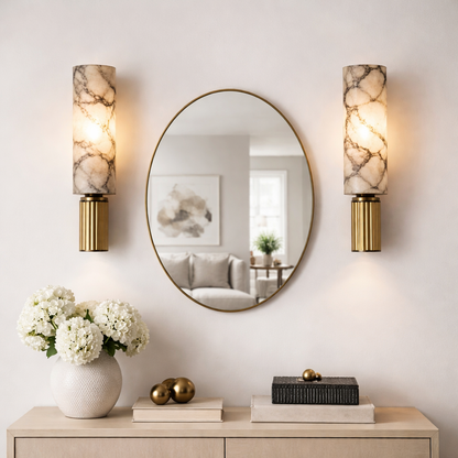 Copper Stone Wall Light | Modern Marble Wall Sconce | Warm Ambient Lighting