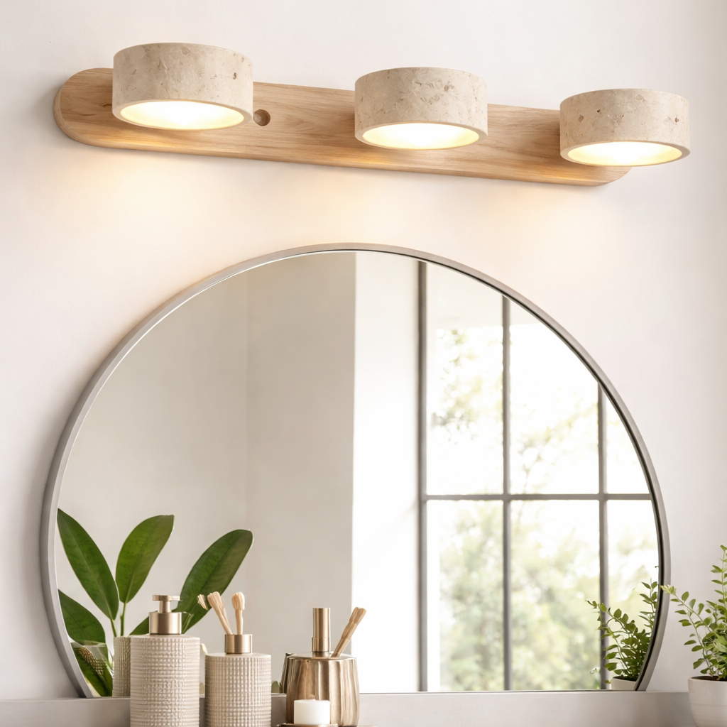 Travertine Duo Wall Light | Modern Bathroom Vanity Lighting | Natural Stone Wall Fixture