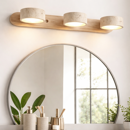 Travertine Duo Wall Light | Modern Bathroom Vanity Lighting | Natural Stone Wall Fixture
