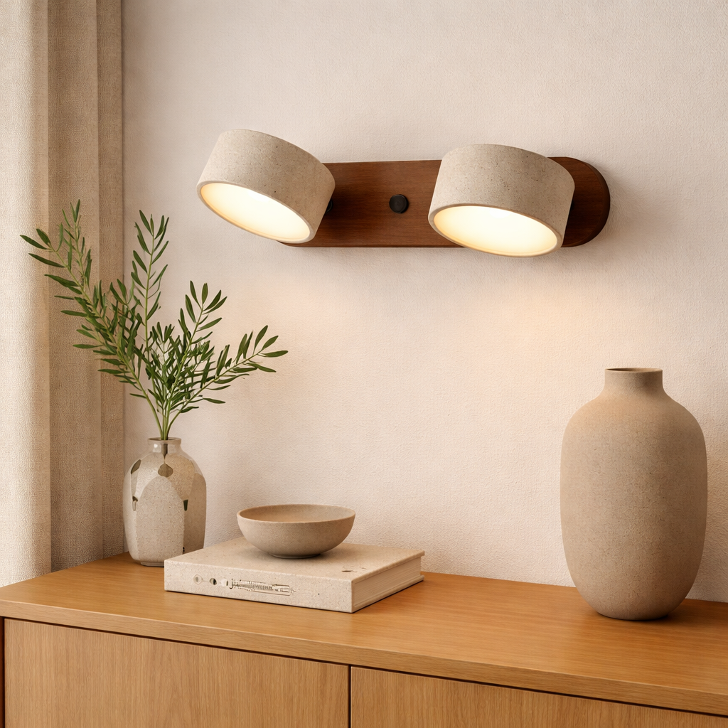 Travertine Duo Wall Light | Modern Bathroom Vanity Lighting | Natural Stone Wall Fixture