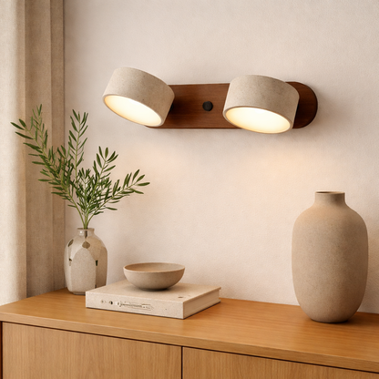Travertine Duo Wall Light | Modern Bathroom Vanity Lighting | Natural Stone Wall Fixture