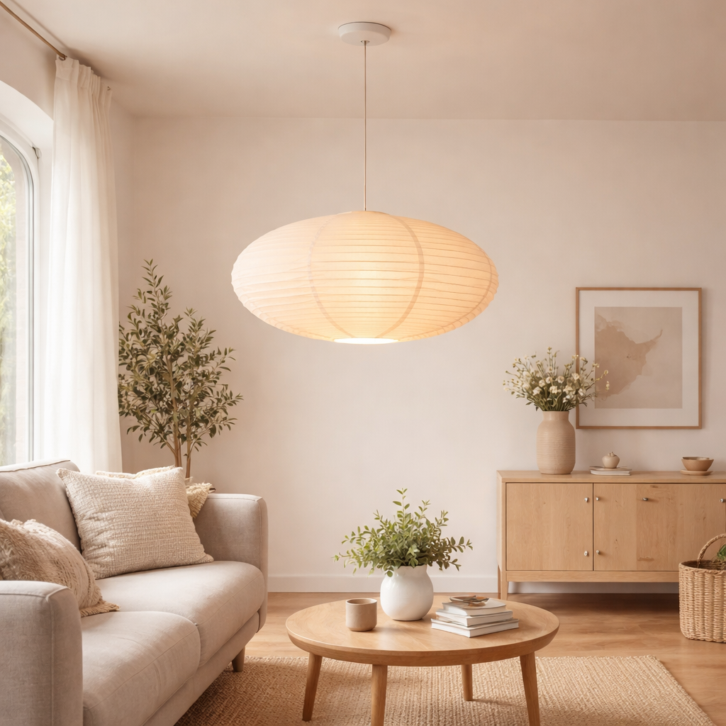 Paper Pendant Light | Minimalist Hanging Lamp | Soft Ambient Ceiling Lighting
