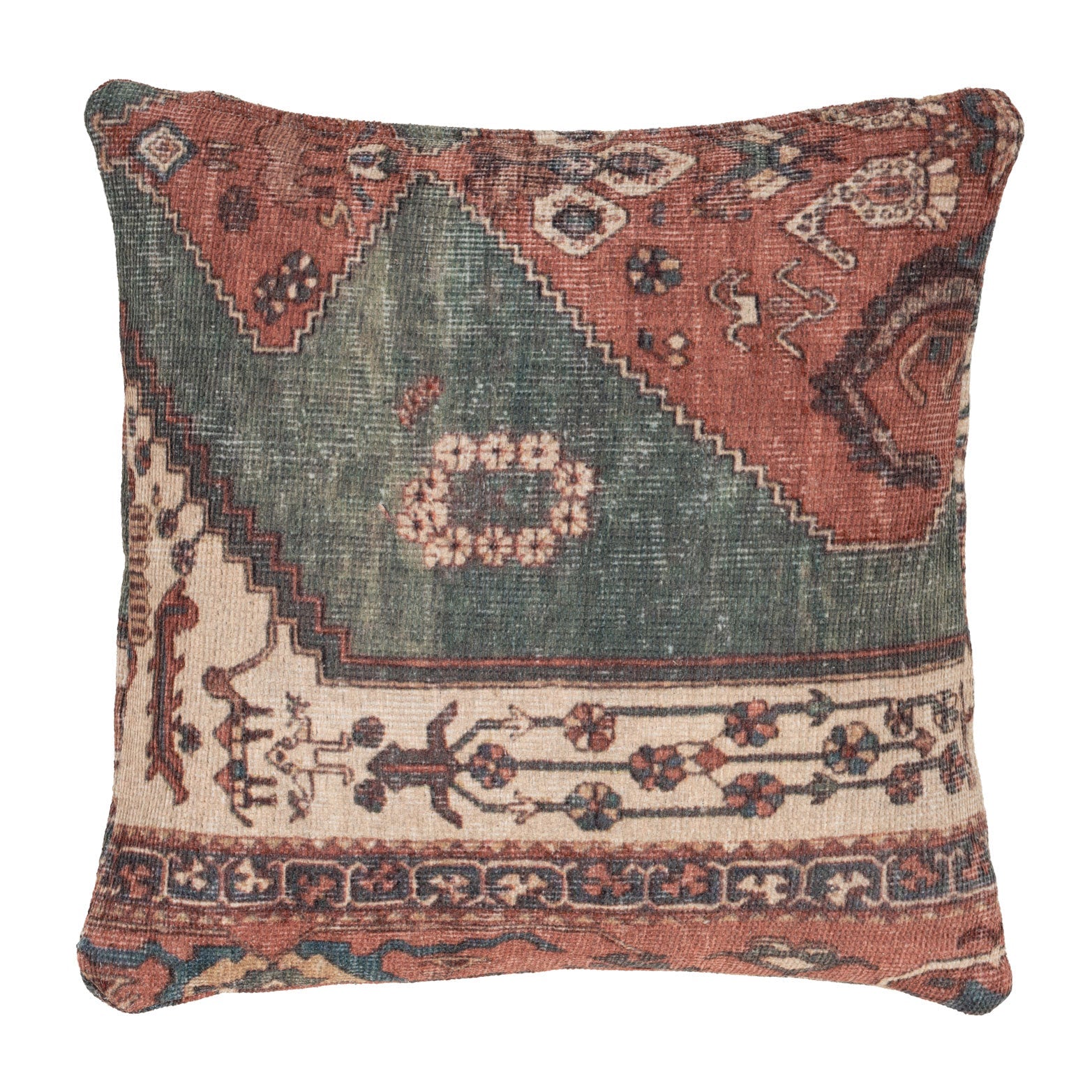 Faro Terracotta Green Washable Area Rug | Boho Living Room Rug 9