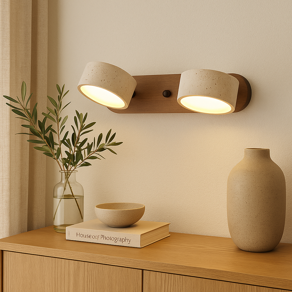 Travertine Duo Wall Light | Modern Bathroom Wall Sconce 1