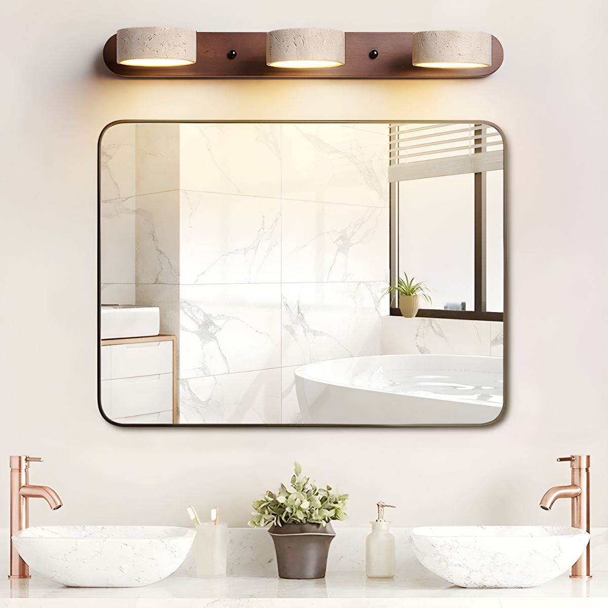 Travertine Duo Wall Light | Modern Bathroom Wall Sconce 3