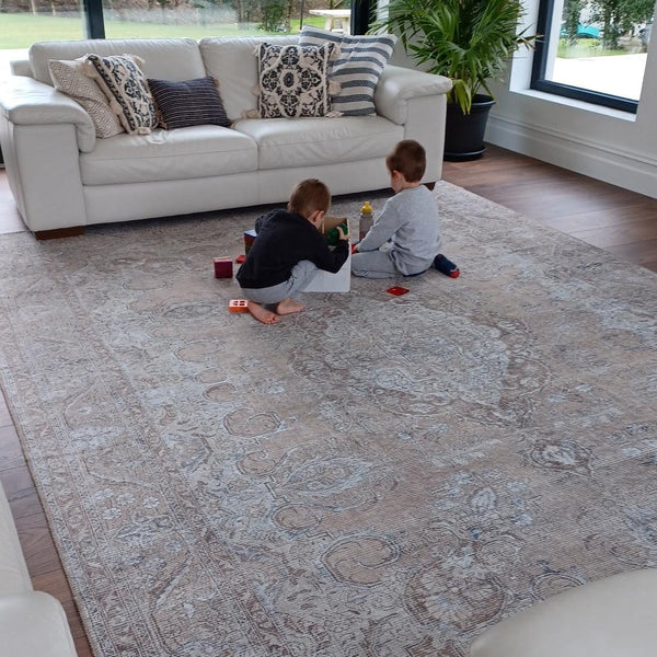 Zoe Washable Beige Rug | Flatwoven Home Decor 2