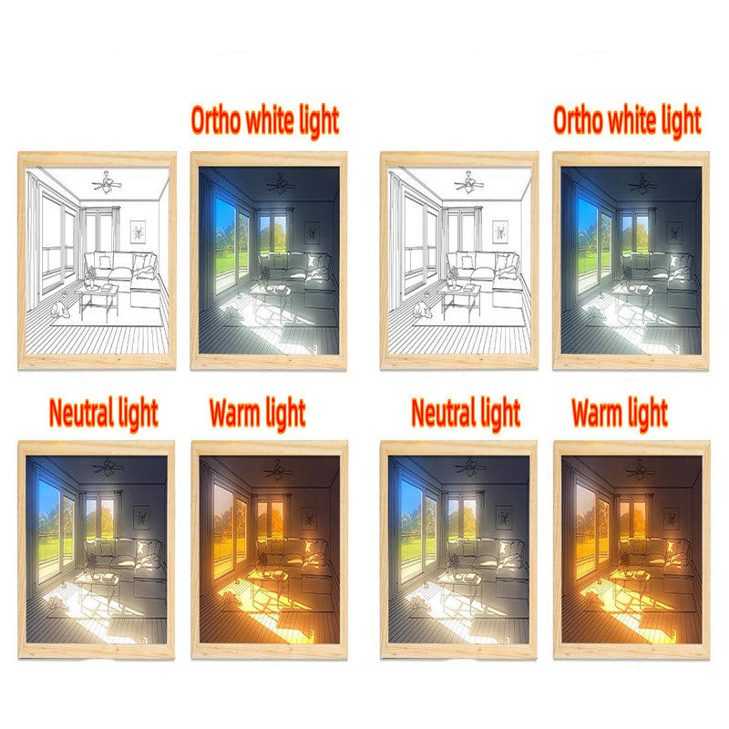 Illuminated Picture LED Decorative Light Painting Bedside Picture Style Creative Modern Simulate Sunshine Drawing Night Light Gift